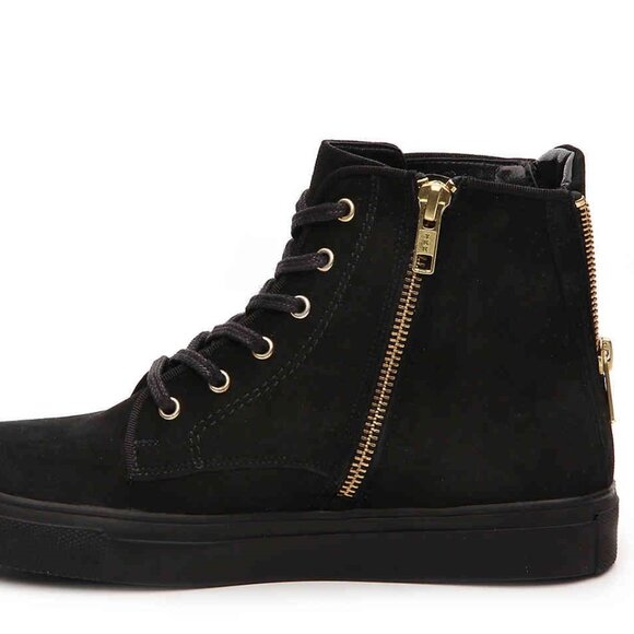Beverly Feldman NEW Designer Sneakers High-Top Rhinestones Black Suede Women's - Picture 4 of 16